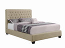 Chloe Tufted Upholstered Queen Bed Oatmeal - My Sweet Home Furniture (Queens, NY)
