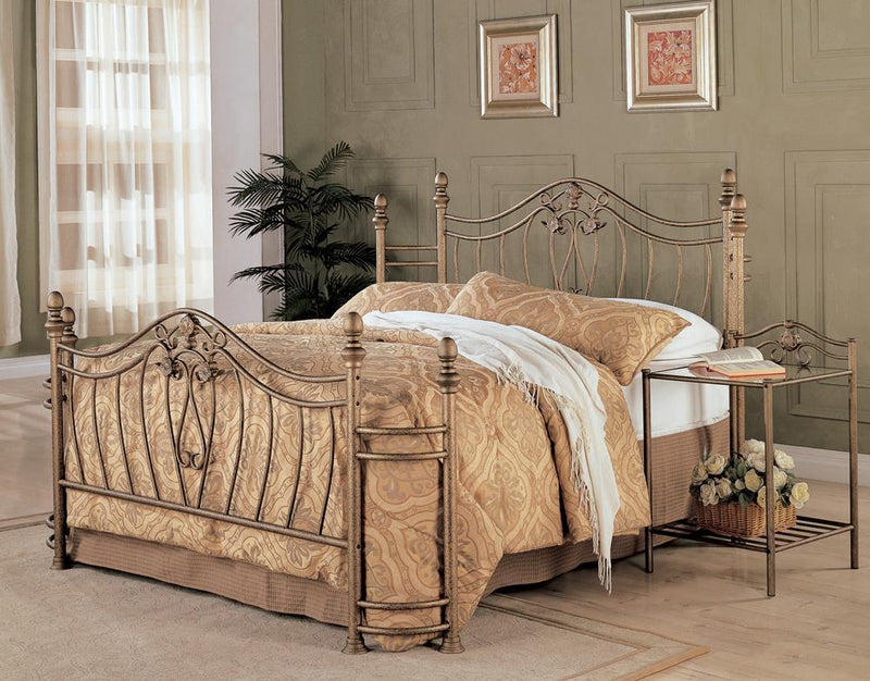 Sydney Eastern King & Queen Bed Antique Brushed Gold - My Sweet Home Furniture (Queens, NY)