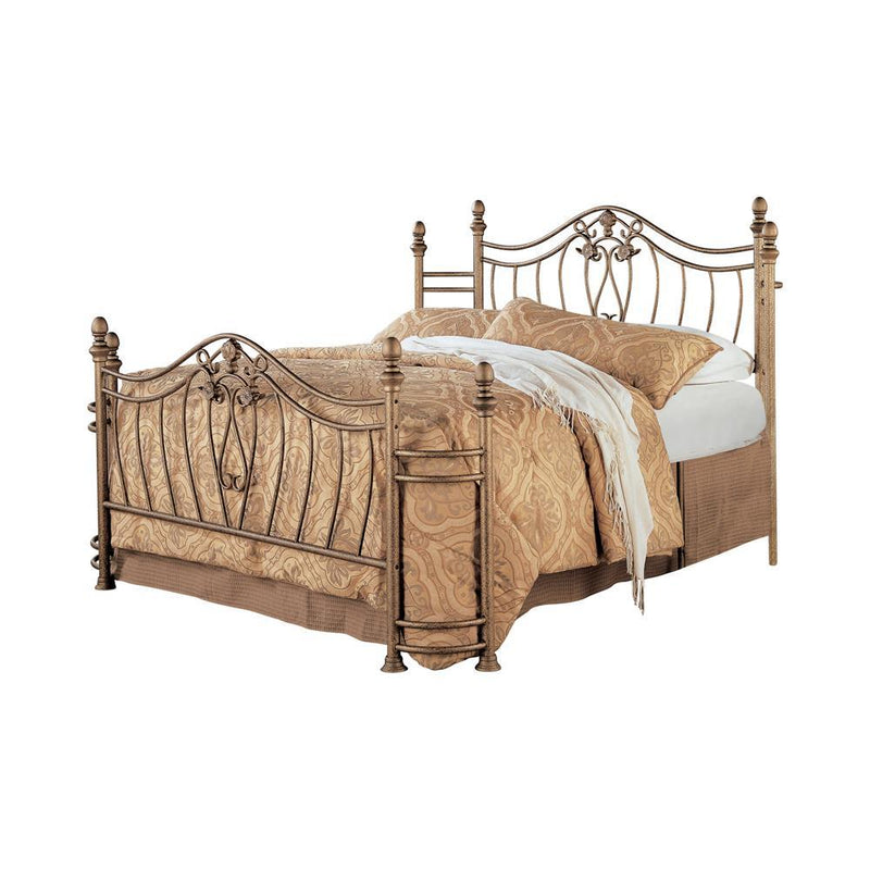 Sydney Eastern King & Queen Bed Antique Brushed Gold - My Sweet Home Furniture (Queens, NY)