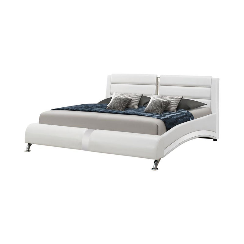 Jeremaine California King, E.King, & Queen Upholstered Bed White - My Sweet Home Furniture (Queens, NY)