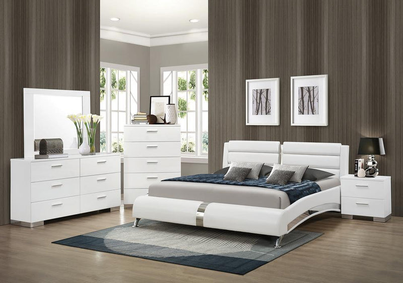 Jeremaine California King, E.King, & Queen Upholstered Bed White - My Sweet Home Furniture (Queens, NY)