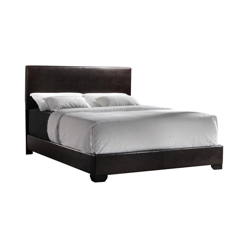 Conner Eastern King Upholstered Panel Bed Dark Brown