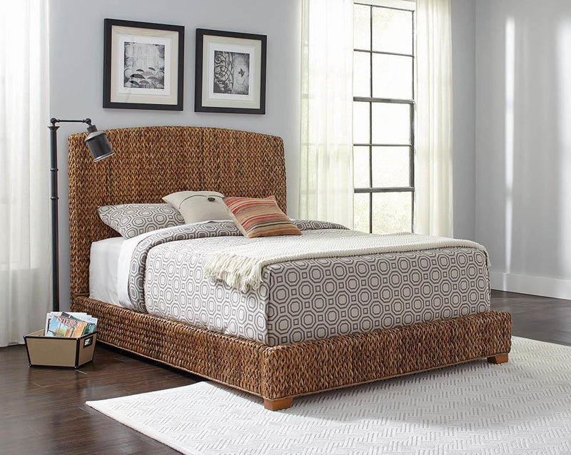 Laughton Hand-Woven Banana Leaf Queen Bed Amber - My Sweet Home Furniture (Queens, NY)