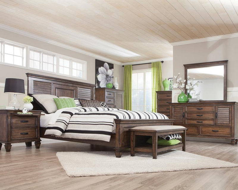 Franco Eastern King & Queen Panel Bed Antique White & Oak - My Sweet Home Furniture (Queens, NY)