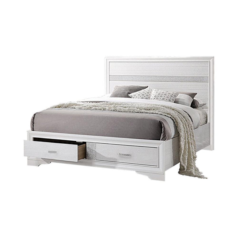 Miranda California King. E.King, & Queen 2-drawer Storage Bed Black & White - My Sweet Home Furniture (Queens, NY)