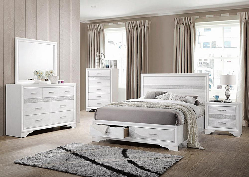 Miranda California King. E.King, & Queen 2-drawer Storage Bed Black & White - My Sweet Home Furniture (Queens, NY)
