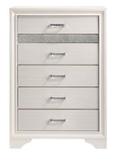 Miranda 5-drawer Chest White and Rhinestone - My Sweet Home Furniture (Queens, NY)