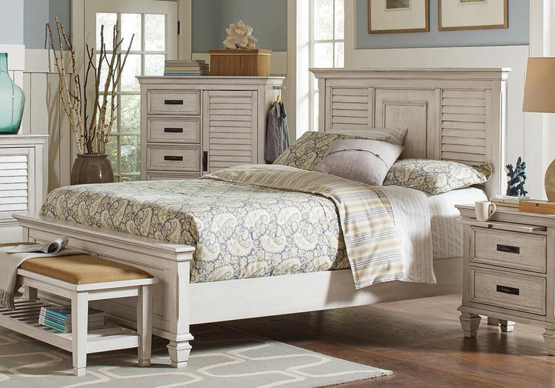 Franco Eastern King & Queen Panel Bed Antique White & Oak - My Sweet Home Furniture (Queens, NY)