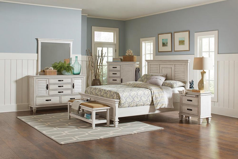 Franco Eastern King & Queen Panel Bed Antique White & Oak - My Sweet Home Furniture (Queens, NY)