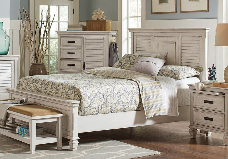 Franco Eastern King & Queen Panel Bed Antique White & Oak - My Sweet Home Furniture (Queens, NY)