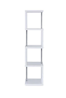 Baxter 4-shelf Bookcase White and Chrome - My Sweet Home Furniture (Queens, NY)