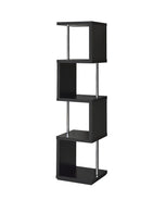 Baxter 4-shelf Bookcase Black and Chrome - My Sweet Home Furniture (Queens, NY)