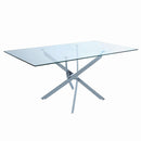 Carmelo X-shaped Dining Table Chrome and Clear - My Sweet Home Furniture (Queens, NY)