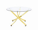 Beckham Round Dining Table Brass and Clear - My Sweet Home Furniture (Queens, NY)