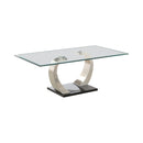 Pruitt Glass Top Coffee Table Clear and Satin - My Sweet Home Furniture (Queens, NY)