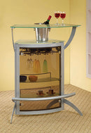 Dallas 2-shelf Home Bar Silver and Frosted Glass - My Sweet Home Furniture (Queens, NY)