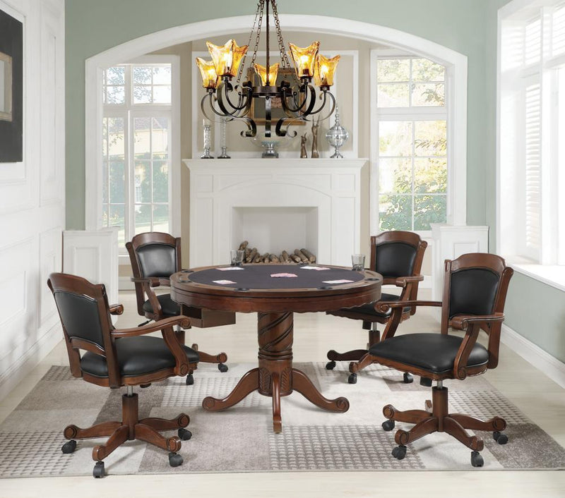 Turk 3-in-1 Round Pedestal Game Table Tobacco