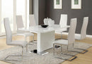 Anges T-shaped Pedestal Dining Table Glossy White - My Sweet Home Furniture (Queens, NY)