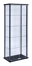 Delphinium 5-shelf Glass Curio Cabinet Black and Clear - My Sweet Home Furniture (Queens, NY)