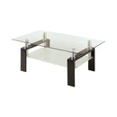 Dyer Tempered Glass Coffee Table with Shelf Black - My Sweet Home Furniture (Queens, NY)
