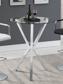 Denali Round Glass Top Bar Table Chrome - My Sweet Home Furniture (Queens, NY)