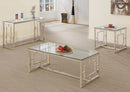 Merced Rectangle Glass Top Coffee Table Nickel - My Sweet Home Furniture (Queens, NY)