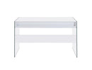 Dobrev 2-drawer Writing Desk Glossy White and Clear - My Sweet Home Furniture (Queens, NY)