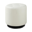 Bowman Round Upholstered Ottoman White - My Sweet Home Furniture (Queens, NY)