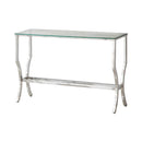 Saide Rectangular Sofa Table with Mirrored Shelf Chrome - My Sweet Home Furniture (Queens, NY)