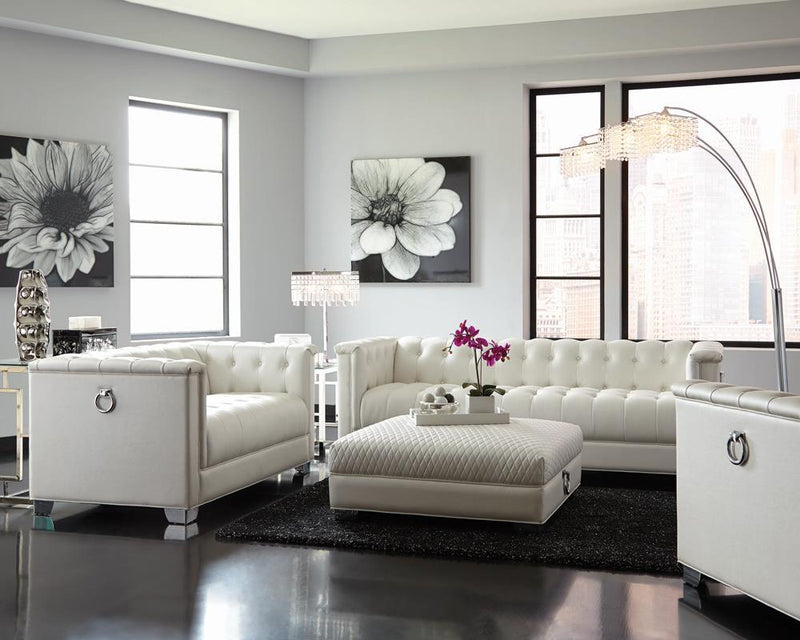 Chaviano Tufted Upholstered Loveseat Pearl White - My Sweet Home Furniture (Queens, NY)