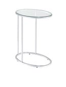Kyle Oval Snack Table Chrome and Clear - My Sweet Home Furniture (Queens, NY)