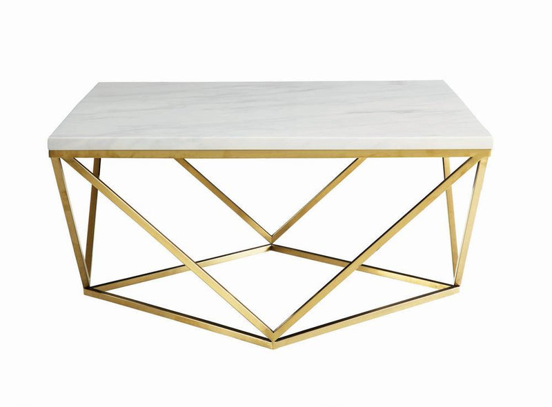 Elana Rectangle 2-shelf Coffee Table Glossy White - My Sweet Home Furniture (Queens, NY)
