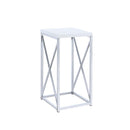 Edmund Accent Table with X-cross Glossy White and Chrome - My Sweet Home Furniture (Queens, NY)