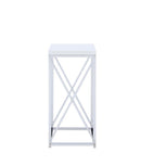 Edmund Accent Table with X-cross Glossy White and Chrome - My Sweet Home Furniture (Queens, NY)