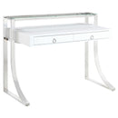 Gemma 2-drawer Writing Desk Glossy White and Chrome - My Sweet Home Furniture (Queens, NY)
