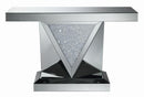 Amore Rectangular Sofa Table with Triangle Detailing Silver and Clear Mirror - My Sweet Home Furniture (Queens, NY)