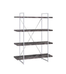 Grimma 4-shelf Bookcase Rustic Grey Herringbone - My Sweet Home Furniture (Queens, NY)
