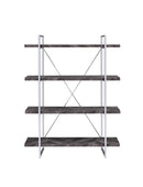 Grimma 4-shelf Bookcase Rustic Grey Herringbone - My Sweet Home Furniture (Queens, NY)