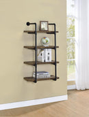 Elmcrest 24-inch Wall Shelf Black and Rustic Oak - My Sweet Home Furniture (Queens, NY)