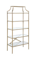 Serena 5-tier Tempered Glass Shelves Bookcase Matte Gold - My Sweet Home Furniture (Queens, NY)