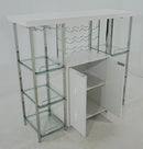 Gallimore 2-door Bar Cabinet with Glass Shelf High Glossy White and Chrome - My Sweet Home Furniture (Queens, NY)