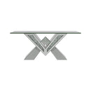 Taffeta V-shaped Coffee Table with Glass Top Silver - My Sweet Home Furniture (Queens, NY)