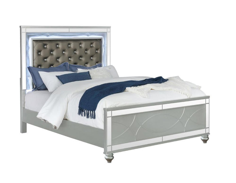 Gunnison Queen Panel Bed with LED Lighting Silver Metallic - My Sweet Home Furniture (Queens, NY)