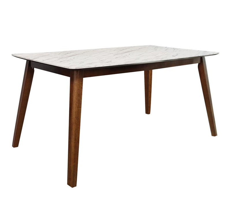 Everett Faux Marble Top Dining Table Natural Walnut and White - My Sweet Home Furniture (Queens, NY)