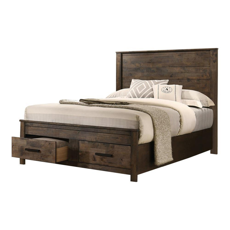 Woodmont Eastern King & Queen Storage Bed Rustic Golden Brown - My Sweet Home Furniture (Queens, NY)