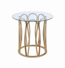 Monett Round End Table Chocolate Chrome and Clear - My Sweet Home Furniture (Queens, NY)