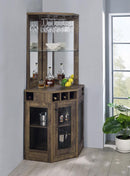 Alviso Corner Bar Cabinet with Stemware Rack Rustic Oak - My Sweet Home Furniture (Queens, NY)