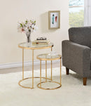 Maylin 2-piece Round Glass Top Nesting Tables Gold - My Sweet Home Furniture (Queens, NY)