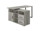 Hertford L-shape Office Desk with Storage Grey Driftwood - My Sweet Home Furniture (Queens, NY)