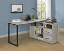 Hertford L-shape Office Desk with Storage Grey Driftwood - My Sweet Home Furniture (Queens, NY)